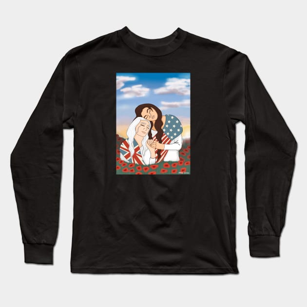 Columbia and Britannia (Small Design) Long Sleeve T-Shirt by Aeriskate